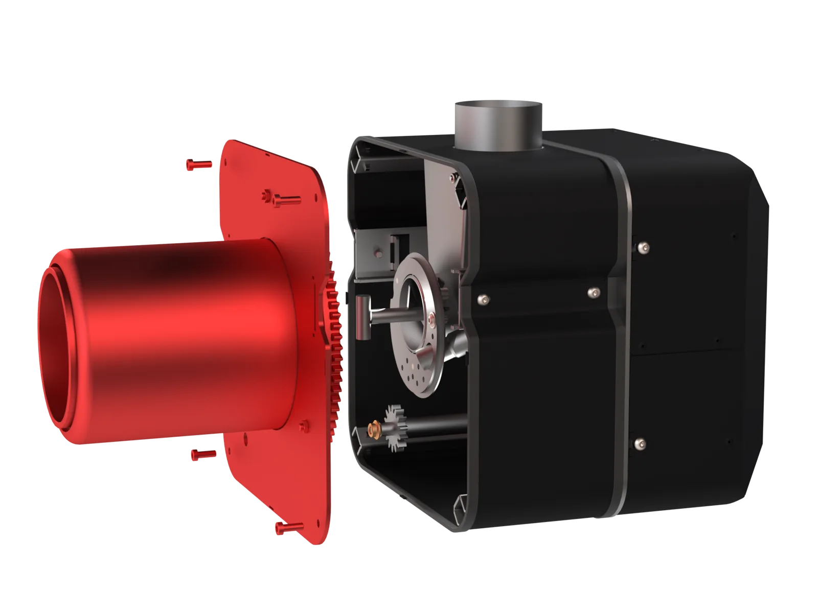 PellasX Revo EC - fácil mantenimiento del quemador, desmontaje con 4 tornillos
